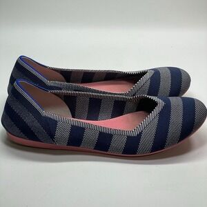 Rothy's The Flat Navy Stripe Knit‎ Ballet Flats Everyday Shoes Size 9